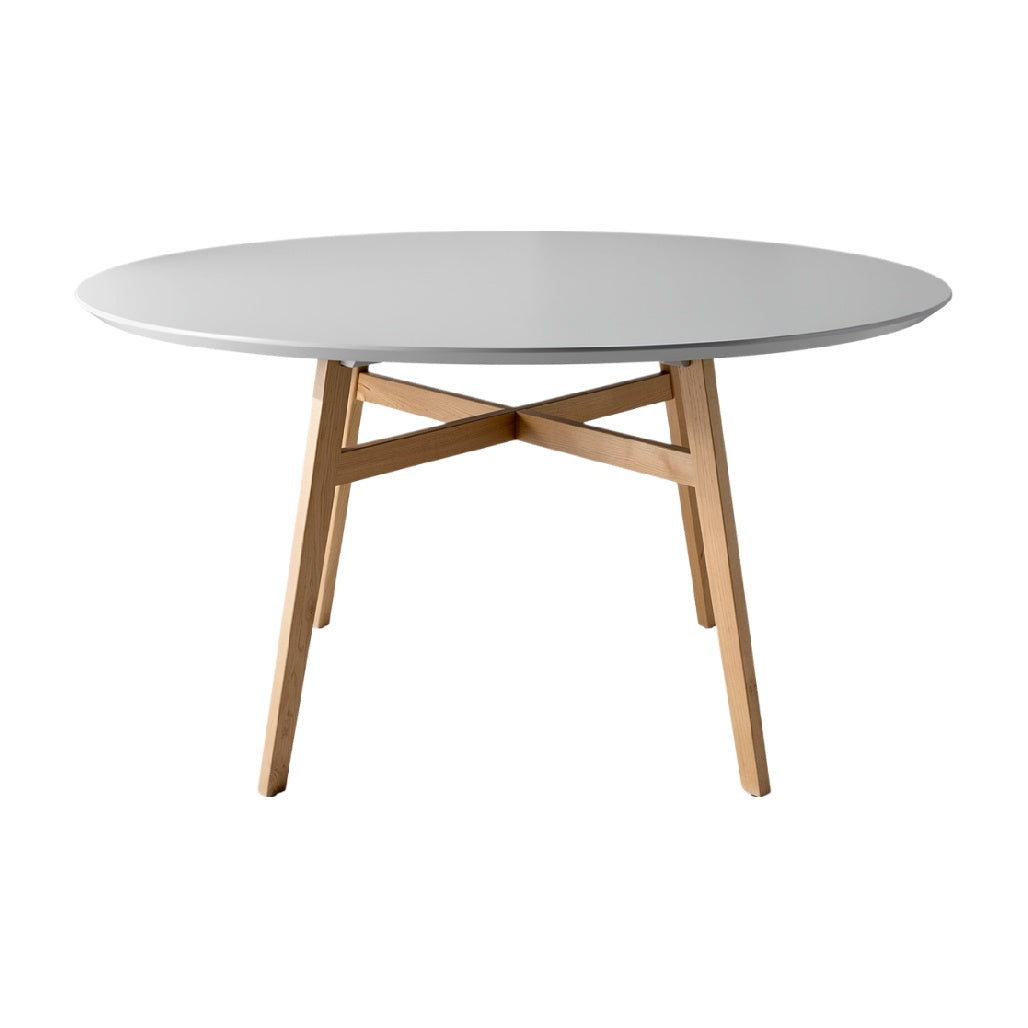 Ronde Witte Eettafel met Houten Poten