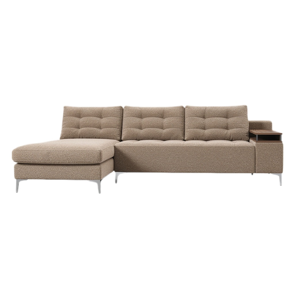 L-vormige beige bank met moderne uitstraling
